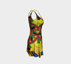 Sleeveless Colorful Print Flare Dress