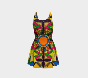 Sleeveless Colorful Print Flare Dress