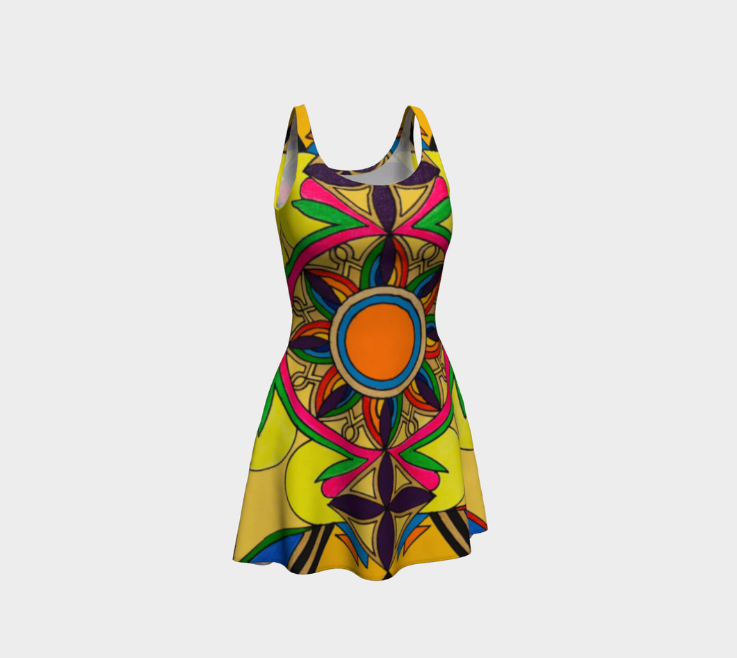 Sleeveless Colorful Print Flare Dress