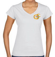 Load image into Gallery viewer, Ladies &quot;V&quot; Neck Cap Sleeve T-Shirt
