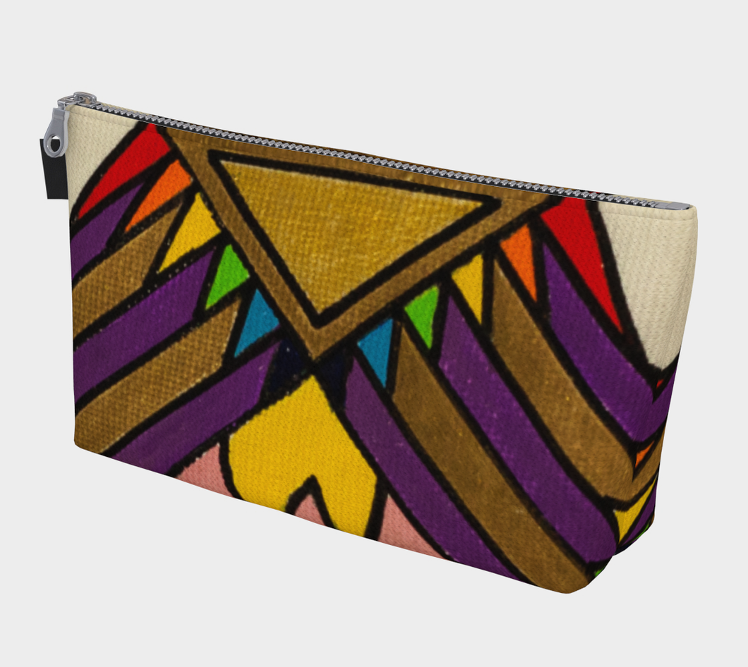 Denim lined zippered makeup bag