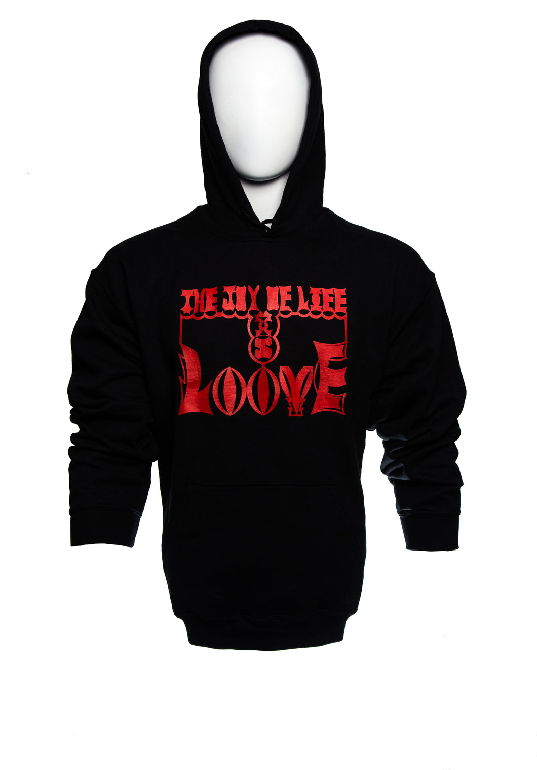 Hoody Fleece Long Sleeve Sweater, with THE JOY OF LIFE IS LOOVE (Love in 